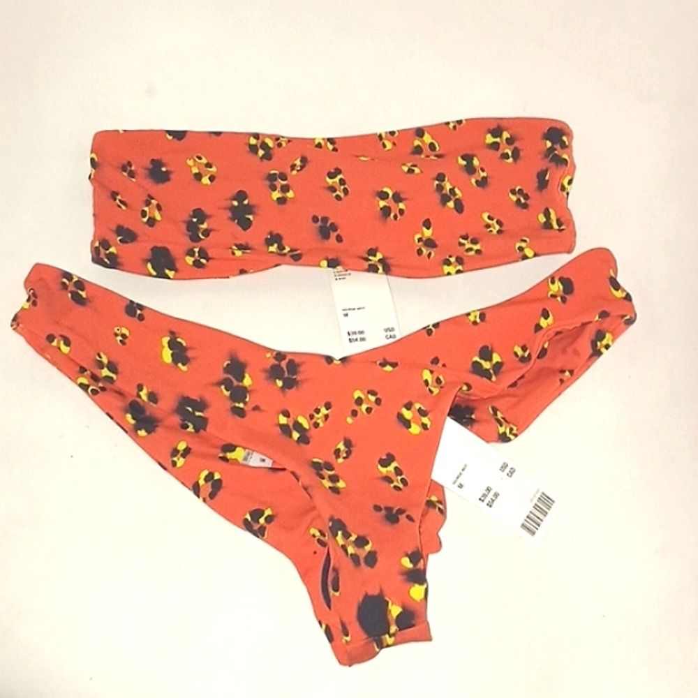 UO PRINTED ORANGE TWO PIECES BATHING SUIT